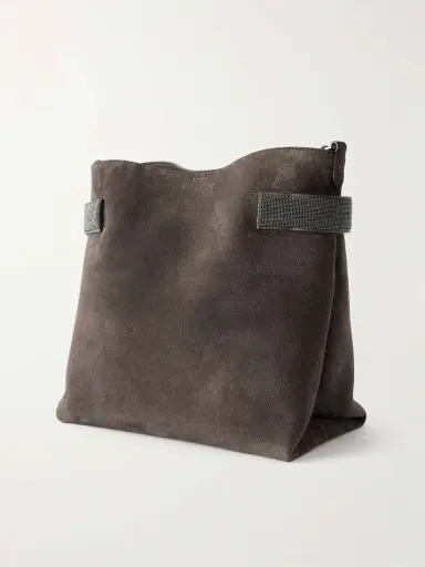 Brunello Cucinelli Bead-embellished Suede Shoulder Bag | Thumbnail 3 Brunello Cucinelli Bead-embellished Suede Shoulder Bag | Thumbnail 3
