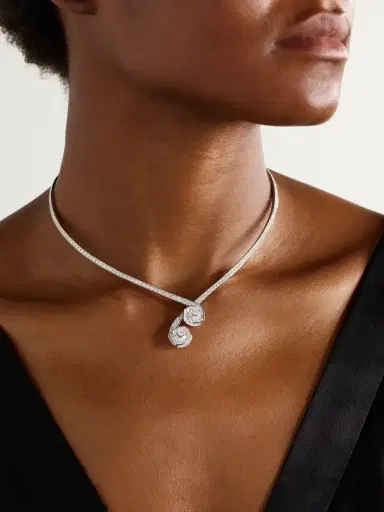 David Morris Frozen Kiss Torque 18-karat White Gold Diamond Necklace | Thumbnail 2