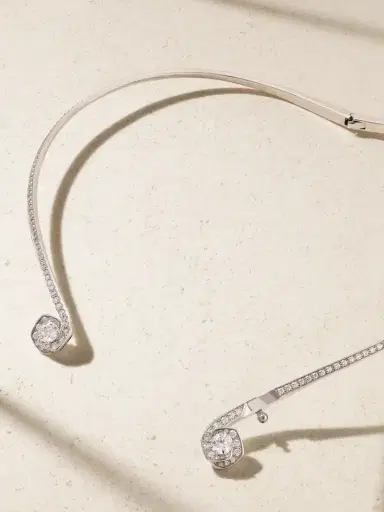 David Morris Frozen Kiss Torque 18-karat White Gold Diamond Necklace | Thumbnail 3