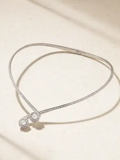 David Morris Frozen Kiss Torque 18-karat White Gold Diamond Necklace | Thumbnail 1