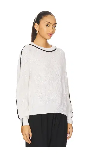 Autumn Cashmere Shaker Crew Sweater With Contrast Piping | Thumbnail 2 Autumn Cashmere Shaker Crew Sweater With Contrast Piping | Thumbnail 2