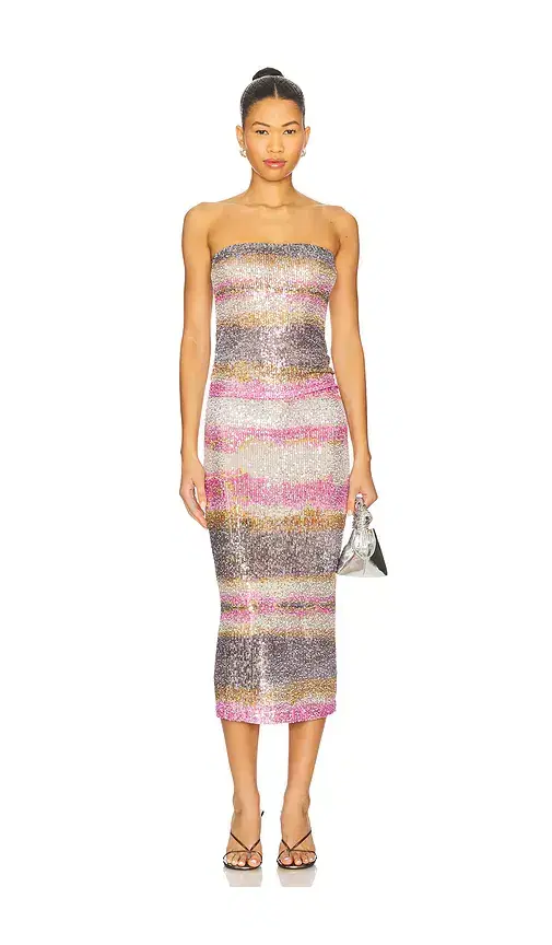 Le Superbe Shibori Stripe Tube Dress