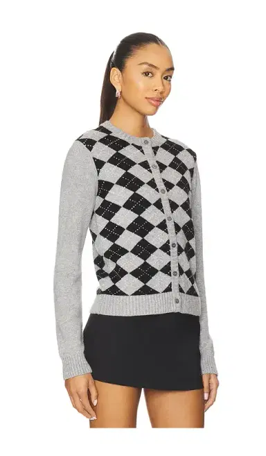 GUIZIO Relaxed Argyle Cardigan | Thumbnail 2