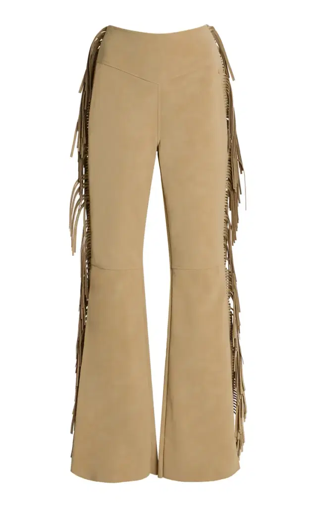 Lina Fringed Vegan Leather Flare Pants