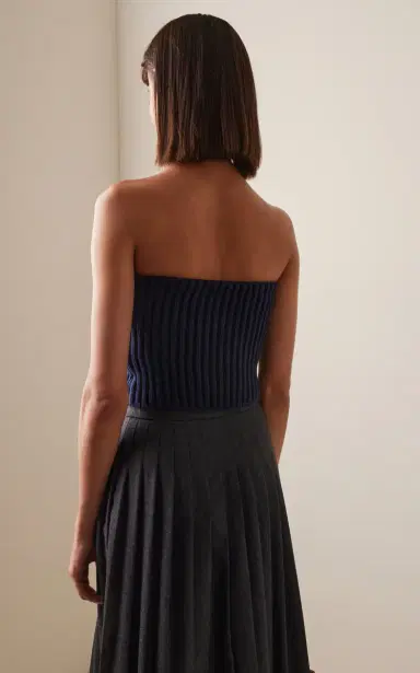 Prada Pearl-Embellished Knit Wool-Cashmere Bustier Top | Thumbnail 4 Prada Pearl-Embellished Knit Wool-Cashmere Bustier Top | Thumbnail 4