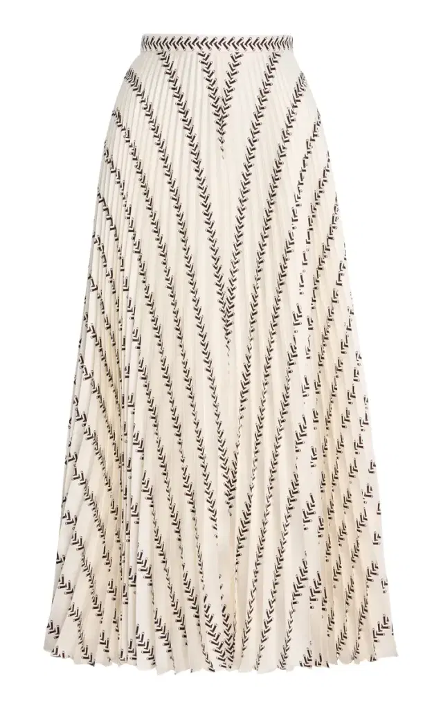 Gabriela Hearst Eames Boot-Striped Silk Plissé Midi Skirt