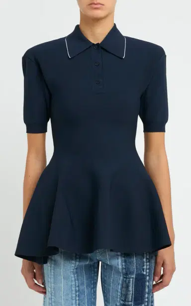 Stella McCartney Peplum Knit Polo Mini Dress | Thumbnail 2
