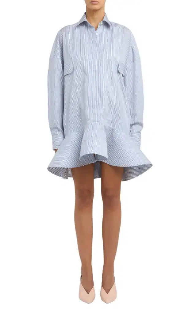 Stella McCartney Peplum Cotton Mini Shirt Dress