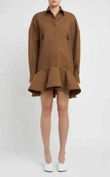 Stella McCartney Peplum Washed-Cotton Mini Shirt Dress | Thumbnail 3