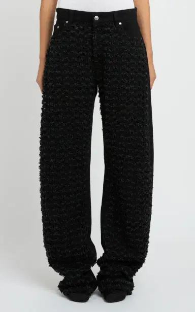 Stella McCartney Laser-Molded Cotton-Bouclé Straight-Leg Jeans - Black | Thumbnail 2