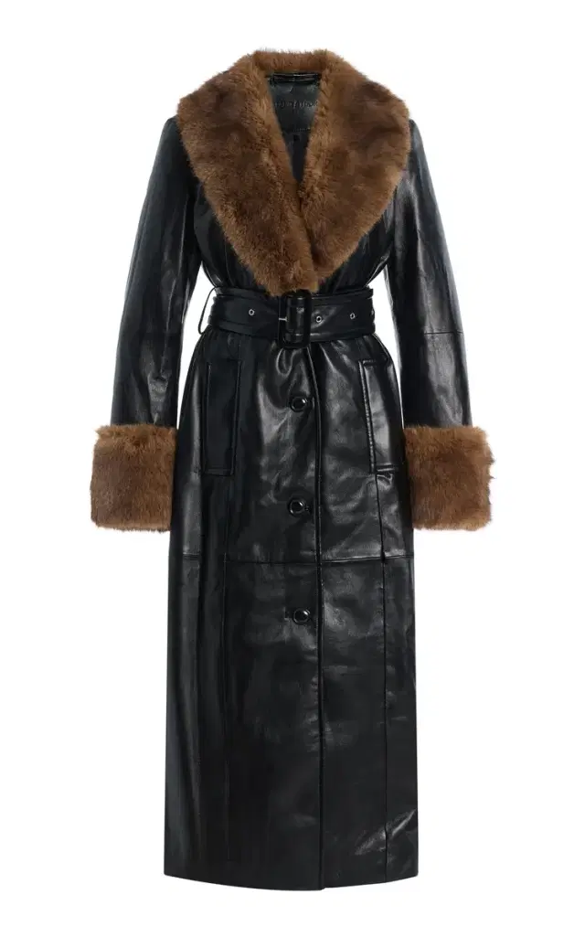 Estella Faux Shearling-Trimmed Vegan Leather Coat