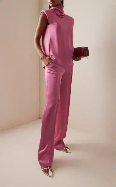 BEVZA Exclusive Bra Closure Satin Trousers | Thumbnail 2