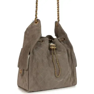 Chanel Chanel Medium 25 Hobo Bag Dark Grey Suede Antique Gold Hardware | Thumbnail 2 Chanel Chanel Medium 25 Hobo Bag Dark Grey Suede Antique Gold Hardware | Thumbnail 2