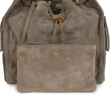 Chanel Chanel Medium 25 Hobo Bag Dark Grey Suede Antique Gold Hardware | Thumbnail 8 Chanel Chanel Medium 25 Hobo Bag Dark Grey Suede Antique Gold Hardware | Thumbnail 8