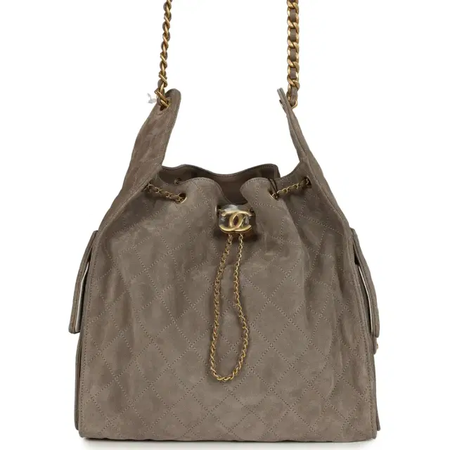 Chanel Chanel Medium 25 Hobo Bag Dark Grey Suede Antique Gold Hardware