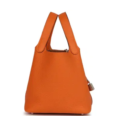 HERMÈS Hermes Picotin Lock 18 Orange Clemence Palladium Hardware | Thumbnail 4 HERMÈS Hermes Picotin Lock 18 Orange Clemence Palladium Hardware | Thumbnail 4