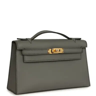 HERMÈS Hermes Special Order (HSS) Kelly Pochette Gris Meyer Verso Swift Gold Hardware | Thumbnail 2 HERMÈS Hermes Special Order (HSS) Kelly Pochette Gris Meyer Verso Swift Gold Hardware | Thumbnail 2