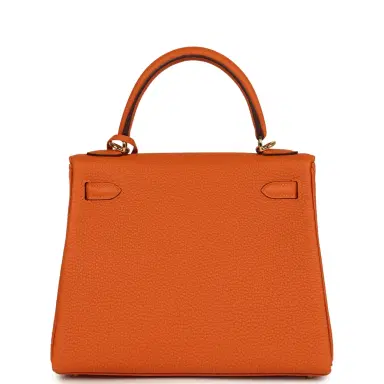 HERMÈS Hermes Special Order (HSS) Kelly Retourne 25 Orange Verso Togo Gold Hardware | Thumbnail 4 HERMÈS Hermes Special Order (HSS) Kelly Retourne 25 Orange Verso Togo Gold Hardware | Thumbnail 4