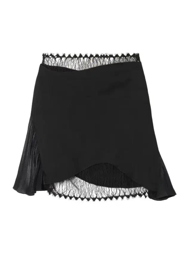Pleated Lace And Chiffon-trimmed Satin-crepe Mini Skirt
