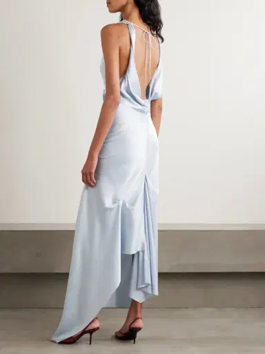 Victoria Beckham Asymmetric Draped Satin-crepe Midi Dress | Thumbnail 3 Victoria Beckham Asymmetric Draped Satin-crepe Midi Dress | Thumbnail 3