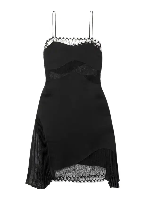 Pleated Chiffon And Lace-trimmed Satin-crepe Mini Dress