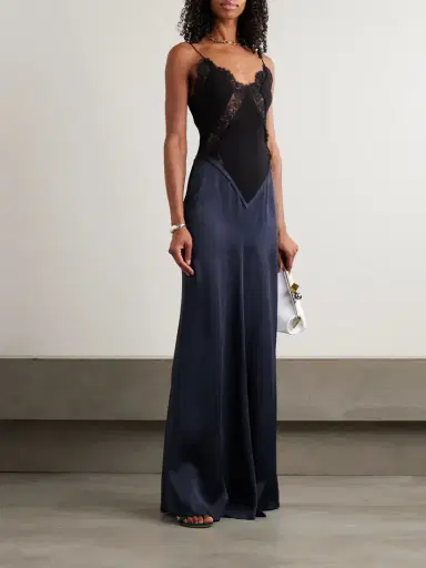 Victoria Beckham Lace-trimmed Crepe And Satin-crepe Gown | Thumbnail 2 Victoria Beckham Lace-trimmed Crepe And Satin-crepe Gown | Thumbnail 2
