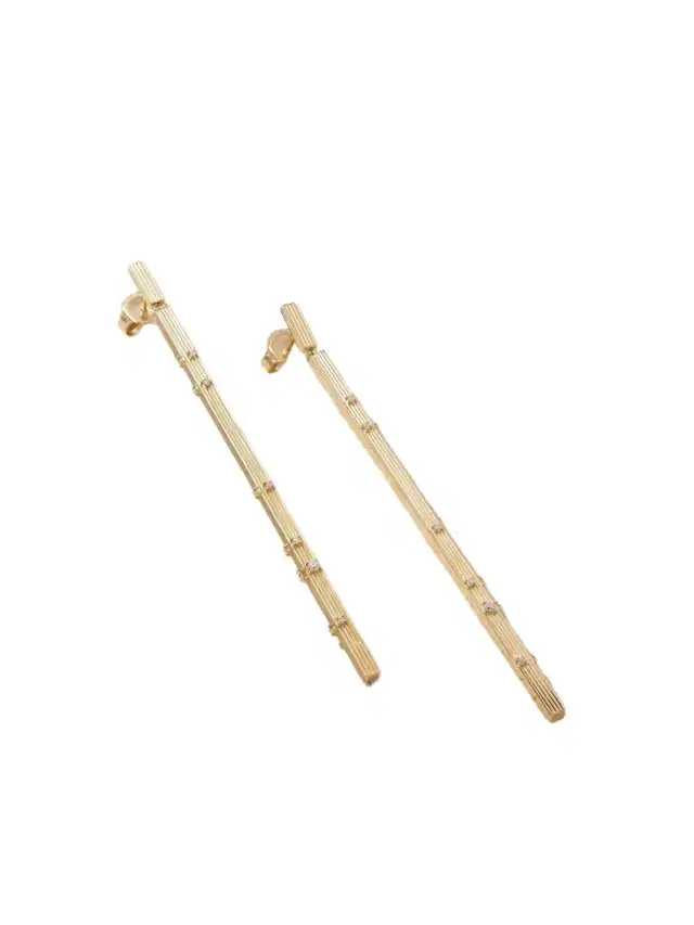 Sydney Evan Fluted Bar 14-karat Gold Diamond Earrings