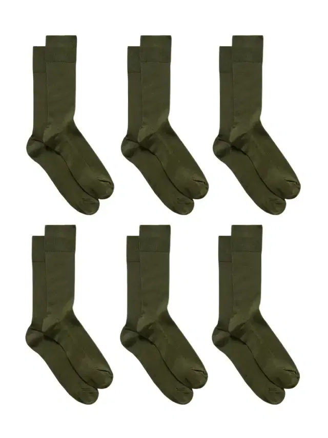 Set Of Six Ribbed Cotton-blend Socks