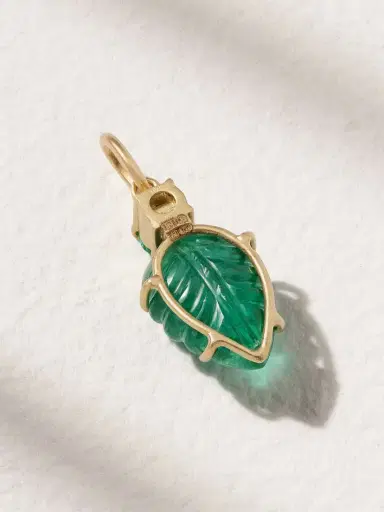 Irene Neuwirth Leaf 18-karat Gold Emerald Pendant | Thumbnail 3