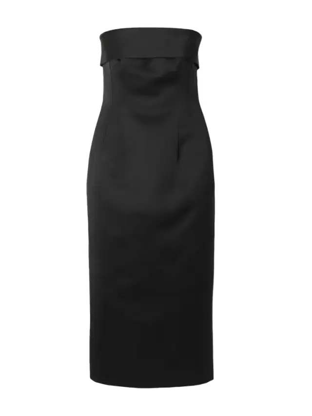 Keeley Strapless Duchesse-satin Midi Dress