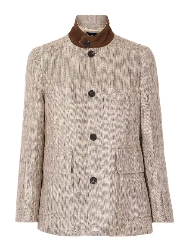 Loro Piana Suede-trimmed Silk And Linen-blend Jacket