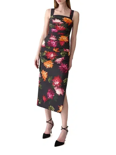 Carolina Herrera Women's Chrysanthemum-Print Draped Cocktail Dress | Thumbnail 2 Carolina Herrera Women's Chrysanthemum-Print Draped Cocktail Dress | Thumbnail 2