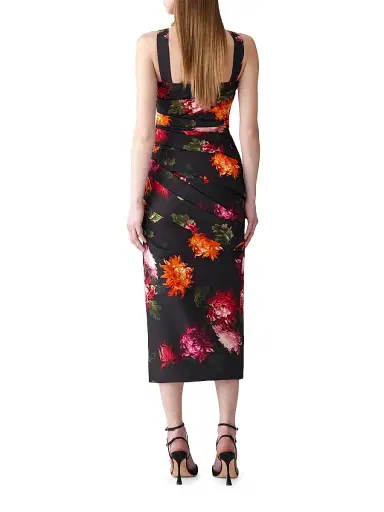 Carolina Herrera Women's Chrysanthemum-Print Draped Cocktail Dress | Thumbnail 4 Carolina Herrera Women's Chrysanthemum-Print Draped Cocktail Dress | Thumbnail 4