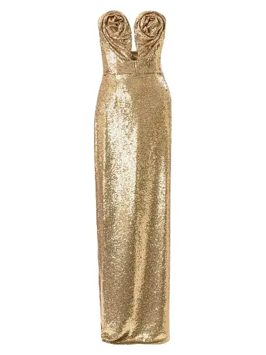 Carolina Herrera Women's Sequined Rosette U-Neck Column Gown | Thumbnail 1 Carolina Herrera Women's Sequined Rosette U-Neck Column Gown | Thumbnail 1