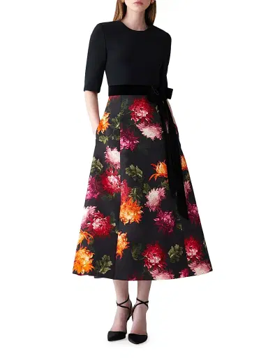 Carolina Herrera Women's Chrysanthemum-Print Bow-Detail Cocktail Dress | Thumbnail 2 Carolina Herrera Women's Chrysanthemum-Print Bow-Detail Cocktail Dress | Thumbnail 2