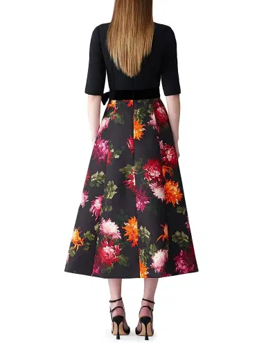 Carolina Herrera Women's Chrysanthemum-Print Bow-Detail Cocktail Dress | Thumbnail 3 Carolina Herrera Women's Chrysanthemum-Print Bow-Detail Cocktail Dress | Thumbnail 3
