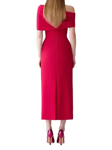 Carolina Herrera Women's Draped Off-the-Shoulder Cocktail Dress - Claret | Thumbnail 4 Carolina Herrera Women's Draped Off-the-Shoulder Cocktail Dress - Claret | Thumbnail 4