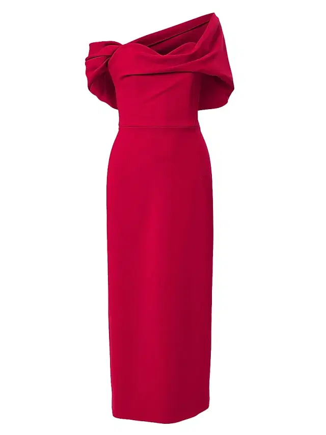 Women's Draped Off-the-Shoulder Cocktail Dress - Claret