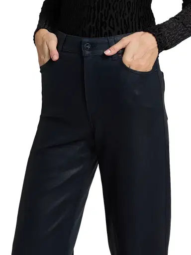 PAIGE Women's Anessa Coated High-Rise Wide-Leg Jeans - Navy Seascape Luxe Coating | Thumbnail 6