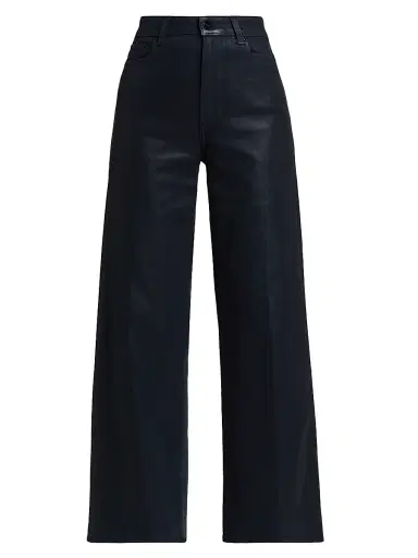PAIGE Women's Anessa Coated High-Rise Wide-Leg Jeans - Navy Seascape Luxe Coating | Thumbnail 1