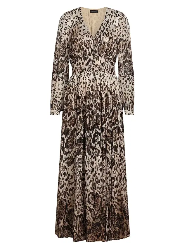 Elie Tahari Women's Alba Printed Silk-Blend Maxi Dress - Sunset Leopard Print