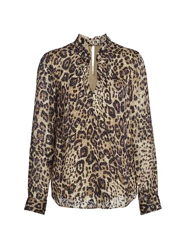 Elie Tahari Women's Minnie Leopard-Print Silk-Blend Top - Imperial Leopard Print