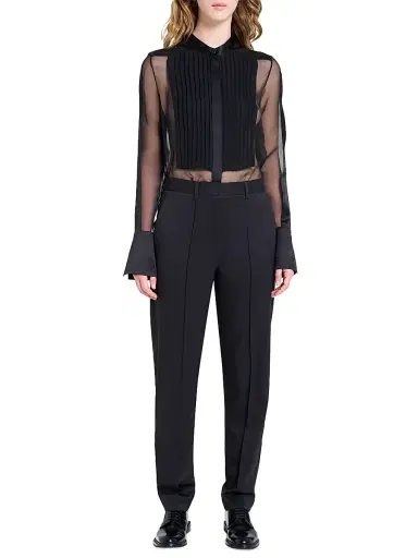 TWP Women's Peyton Sheer Silk Pleated Bib Shirt - Black - Size XL | Thumbnail 2