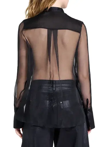 TWP Women's Peyton Sheer Silk Pleated Bib Shirt - Black - Size XL | Thumbnail 5