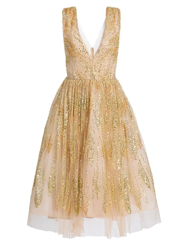 Milly Women's Tinsley Sequined Tulle Midi-Dress - Blush