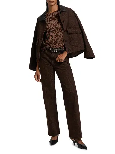 rag & bone Women's Shea Leopard-Print Relaxed-Fit Straight Jeans - Leopard | Thumbnail 2
