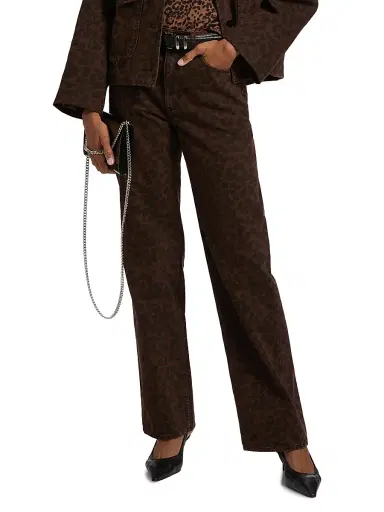 rag & bone Women's Shea Leopard-Print Relaxed-Fit Straight Jeans - Leopard | Thumbnail 3