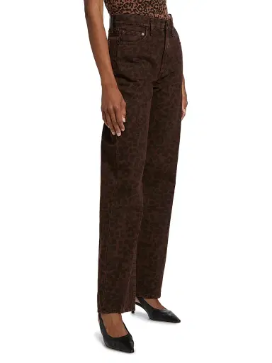 rag & bone Women's Shea Leopard-Print Relaxed-Fit Straight Jeans - Leopard | Thumbnail 4