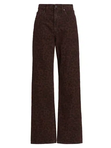 rag & bone Women's Shea Leopard-Print Relaxed-Fit Straight Jeans - Leopard | Thumbnail 1