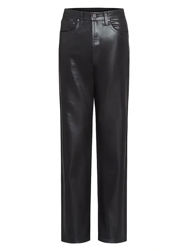 Women's Kent St Coated Wool Straight-Leg Trousers - Black